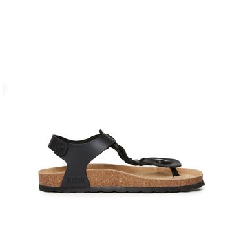 Sandale tong AIDA en éco-cuir noir pour femme. Code fournisseur MD5114 4