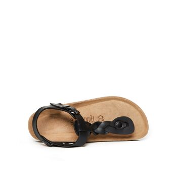 Sandale tong AIDA en éco-cuir noir pour femme. Code fournisseur MD5114 5