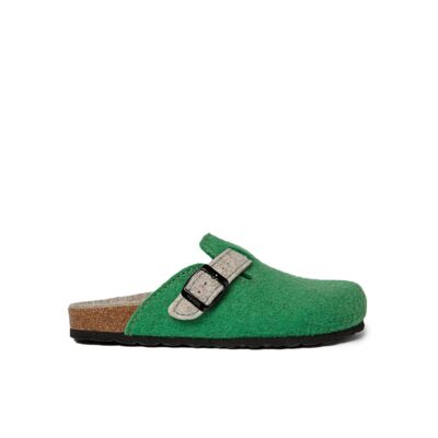 UNISEX green felt NOE slipper. Supplier code MI1185