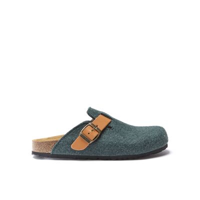 UNISEX green felt NOE slipper. Supplier code MI1196