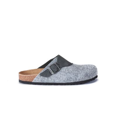 ALMA gray felt and leather slipper for UNISEX. Supplier code MI9013