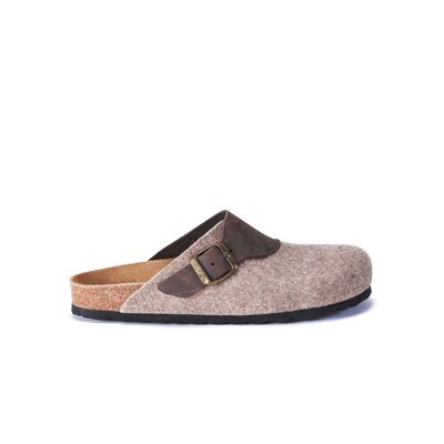 ALMA slipper in beige felt and leather for UNISEX. Supplier code MI9014