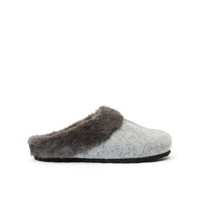 MARTA slipper in gray felt and faux fur for women. Supplier code MI9048