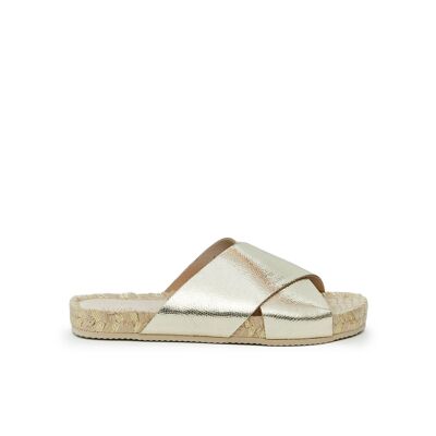 Ciabatta ZOE in eco-pelle oro da donna. Codice fornitore MD0317