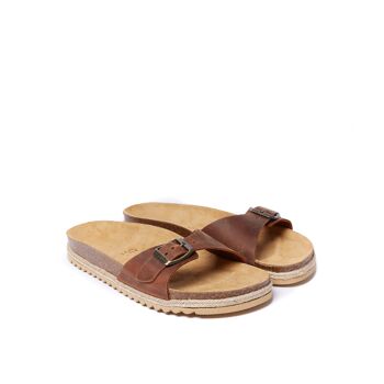 Babouche à bande AGATA en cuir marron pour femme. Code fournisseur MD1086 3