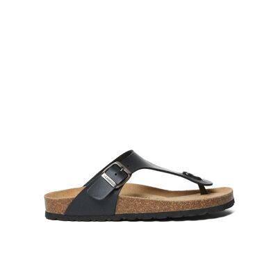 BLANCA Flip-Flop-Sandale aus schwarzem Öko-Leder für UNISEX. Lieferantencode MD2120