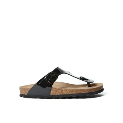 BLANCA Flip-Flop-Sandale aus schwarzem Öko-Leder für Damen. Lieferantencode MD2122