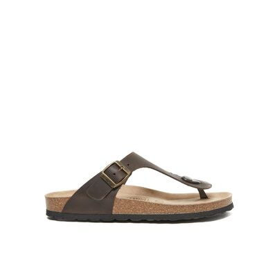 BLANCA flip-flop sandal in brown leather for UNISEX. Supplier code MD2129