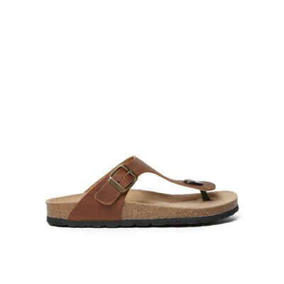 BLANCA Flip-Flop-Sandale aus braunem Leder für UNISEX. Lieferantencode MD2130