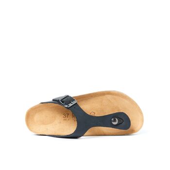 Sandale tongs en cuir noir BLANCA pour femme. Code fournisseur MD2131 5