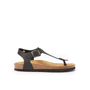 Sandale tong LEON en cuir noir pour femme. Code fournisseur MD5031 1