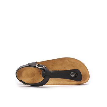 Sandale tong LEON en cuir noir pour femme. Code fournisseur MD5031 5
