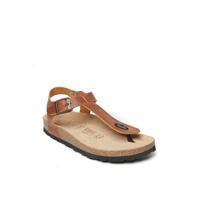 LEON brown leather thong sandal for women. Supplier code MD5033