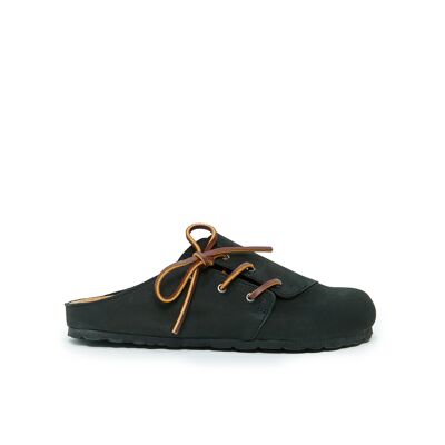 UNISEX black leather ESTER slipper. Supplier code MI9034