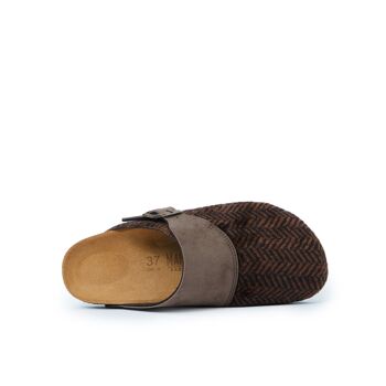 Babouche DIA en tissu et cuir marron pour HOMME. Code fournisseur MI9017 5