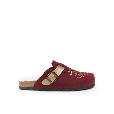 NOE burgundy felt slipper for women. Supplier code MI1198