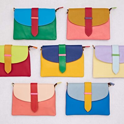 Bolso bandolera multicolor Priya de piel reciclada