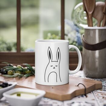 Tasse mignonne de lapin tasse de lapin drôle, blanc, 325 ml / 11 oz tasse à café, tasse à thé pour les enfants 2