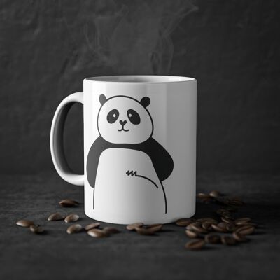 Simpatica tazza Panda con orso divertente, bianca, 325 ml / 11 oz Tazza da caffè, tazza da tè per bambini