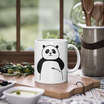 Tasse Panda mignonne, tasse ours drôle, blanche, 325 ml / 11 oz, tasse à café, tasse à thé pour enfants 2