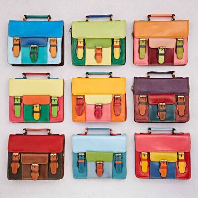 Bolso satchel pequeño Shruti de piel reciclada multicolor