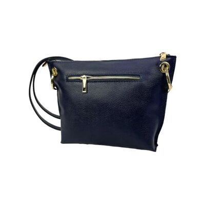 Women's Full Grain Leather Zipper Bag with Back Pocket