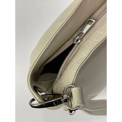 Grain Leather Crossbody Bag With Zipper And Plain Colors