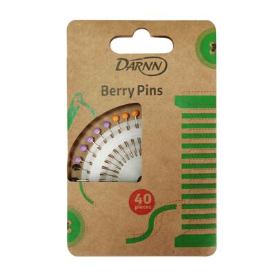 BERRY PINS (40PCS), épingles à coudre, épingles droites pour la fabrication de robes, épingles à coudre multicolores, épingles à bijoux à tête ronde