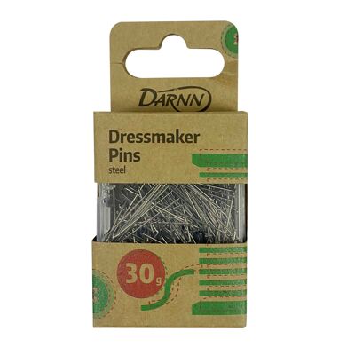 DRESSMAKER PINS (30 GRAMS), Straight Pins For Dress Making, Headpin Needles with Box, Metal Sewing Pins, Fine Satin Pins in Box, Long Straight Pins with Sharp Ends