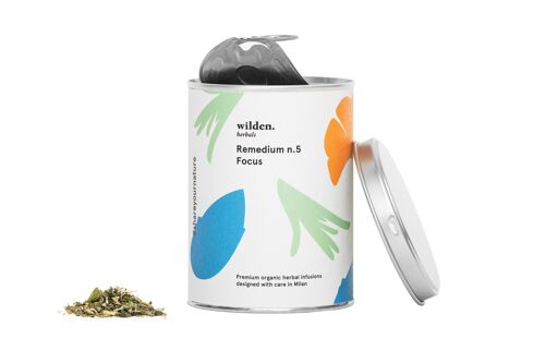 Organic herbal tea Remedium n.5 · Focus – Loose can
