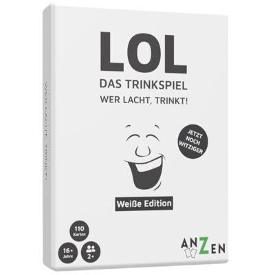 LOL - Das Trinkspiel - Wer lacht, trinkt! Weiße Edition | Kartenspiel | Partyspiel | Silvester | Gesellschaftsspiel | Saufspiel | Partyzubehör | Weihnachtsgeschenk | Geschenk für Männer und Frauen ab 18 Jahren