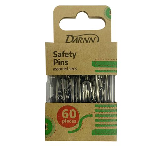 ASSORTED SAFETY PINS (PACK 60), Small Safety Pin for Clothes, Art & Craft Safety Pins in Box, Mini Safety Pins