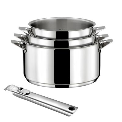 Eclipse - Juego de 3 cacerolas de acero inoxidable de 16/18/20 cm con mango-CUISINOX