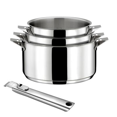 Eclipse - Set of 3 stainless steel 16/18 / 20cm saucepans with handle-CUISINOX