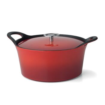 Volcan - Cocotte ronde 20cm fonte de fer émaillée rouge avec couvercle-CUISINOX 1