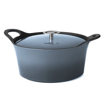 Volcan - Cocotte ronde 24cm fonte de fer émaillée bleu denim avec couvercle-CUISINOX 1