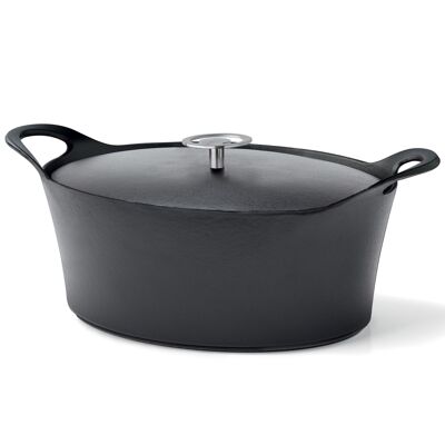 Volcan - Oval casserole dish 29cm black enamelled cast iron with lid-CUISINOX