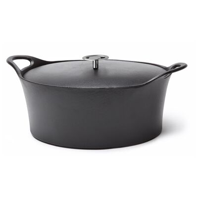 Volcan - Oval casserole dish 35cm black enamelled cast iron with lid-CUISINOX