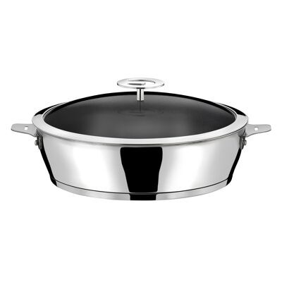 Asana - Padella antiaderente 28 cm in acciaio inox e coperchio universale-CUISINOX