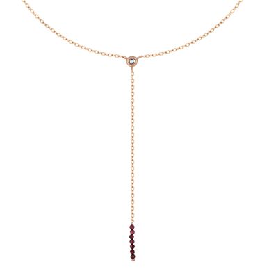 Y-Long necklace with natural stone GABRIELLE Gold & Red Garnet
