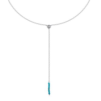 Collar Y-Long con piedra natural GABRIELLE Plata y Apatita Azul
