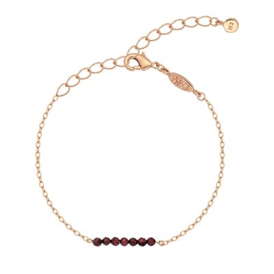 Pulsera de cadena con piedra natural GABRIELLE Oro y Granate Rojo