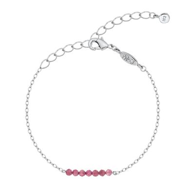 Bracciale a catena con pietra naturale GABRIELLE Argento e Tormalina Rosa