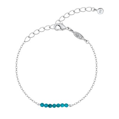 Bracelet chaîne avec pierre naturelle GABRIELLE Argenté & Apatite Bleu
