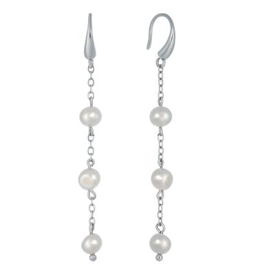 IMPRESSION chain earrings Silver & Cultured pearls