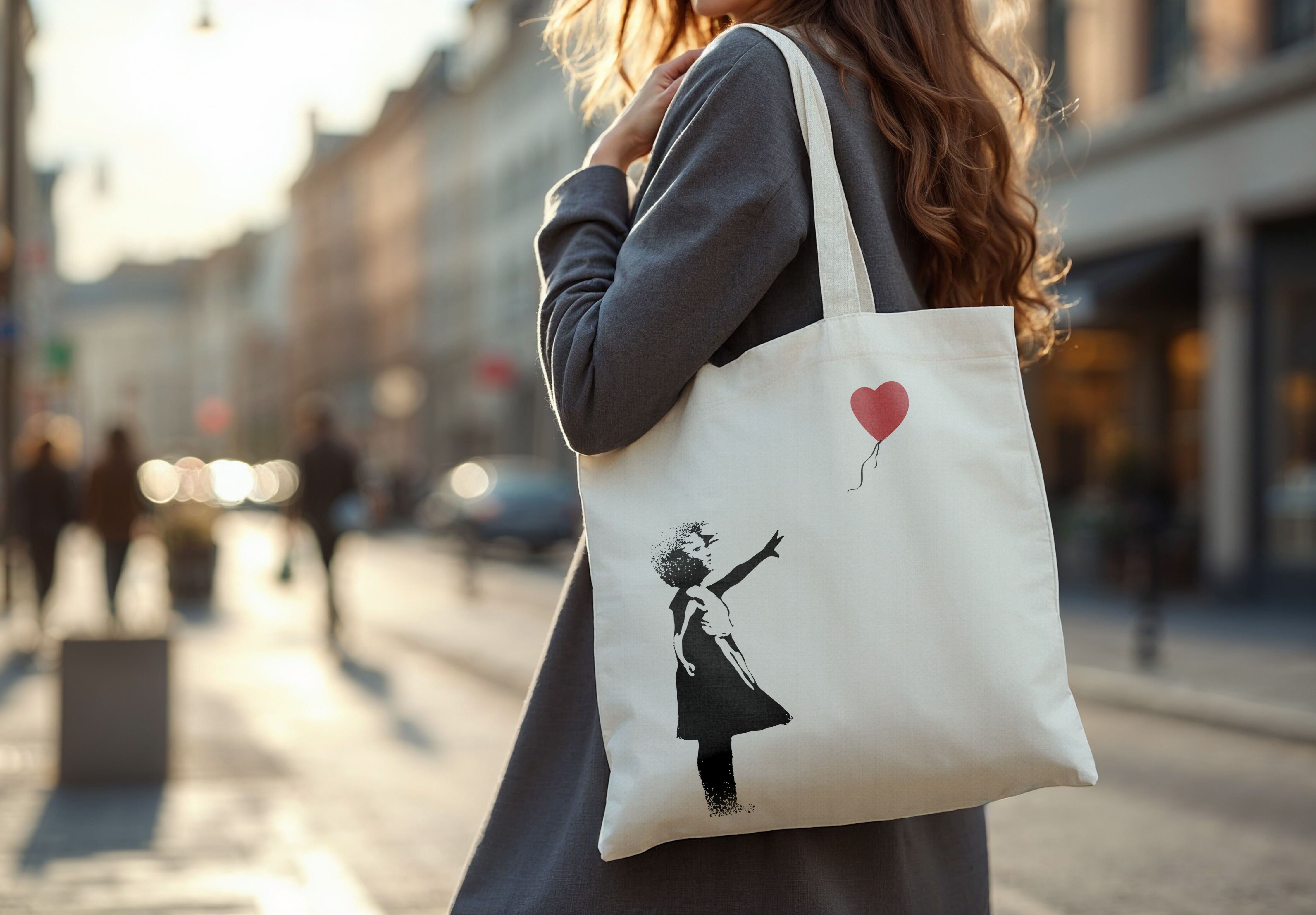 Borsa Graffiti Street di Banksy - Ragazza con palloncino rosso