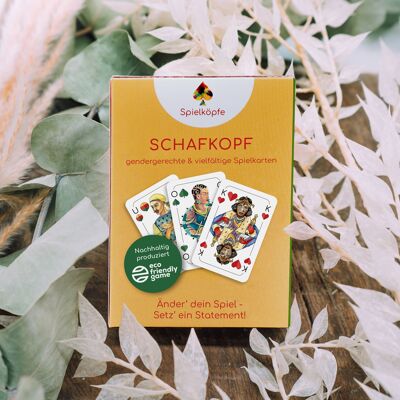 Playing Heads - Schafkopf Playing Cards - German Sheet: Unter – Ober – König*in