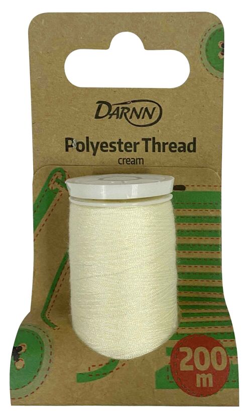 CREAM THREAD (200meters), Polyester Thread in Cream, Multi Purpose Thread in Cream, Cream Thread Spool, Embroidery Thread in Cream