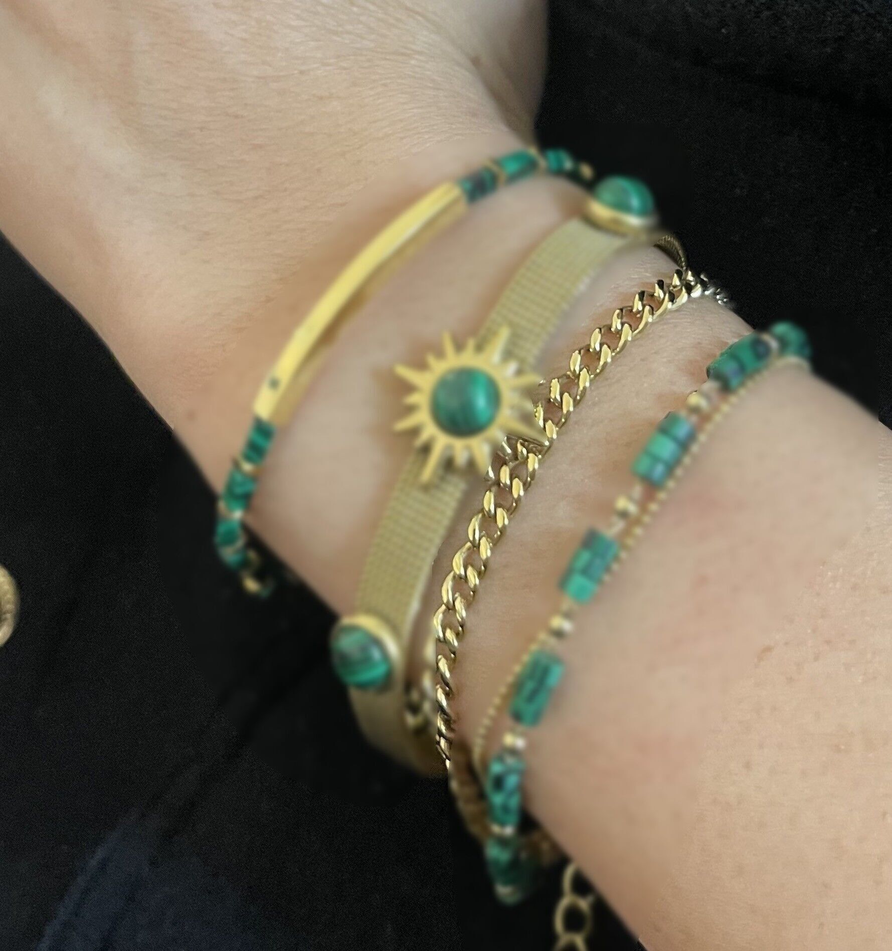 Bracciale in acciaio di cotone regolabile con perline schiacciate in argento natalizio