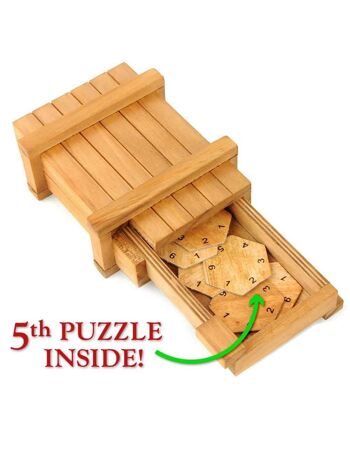 Breinbreker Leonardo's Set 5 in 1 ( 2 x hout, 2 x metal et 1 x wiskundig), Logica Giochi, LG002 2